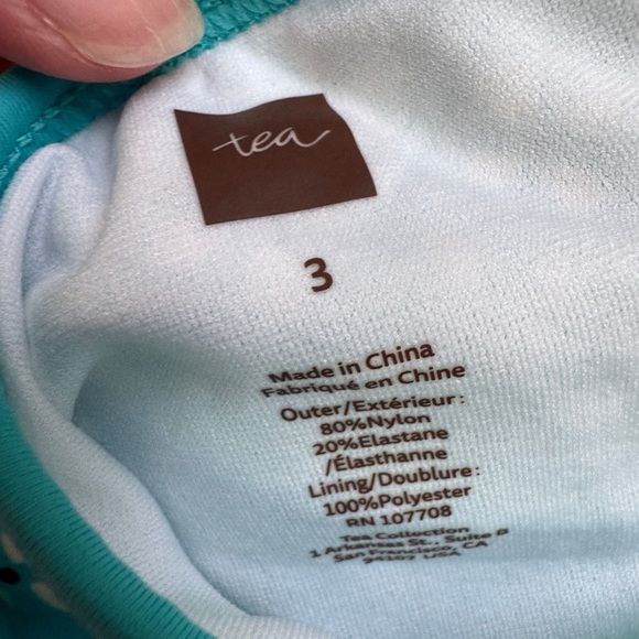NWOT Tea Collection 3T Teal Halter Top Floral Bikini Top Bathingsuit Swimsuit - Picture 5 of 5